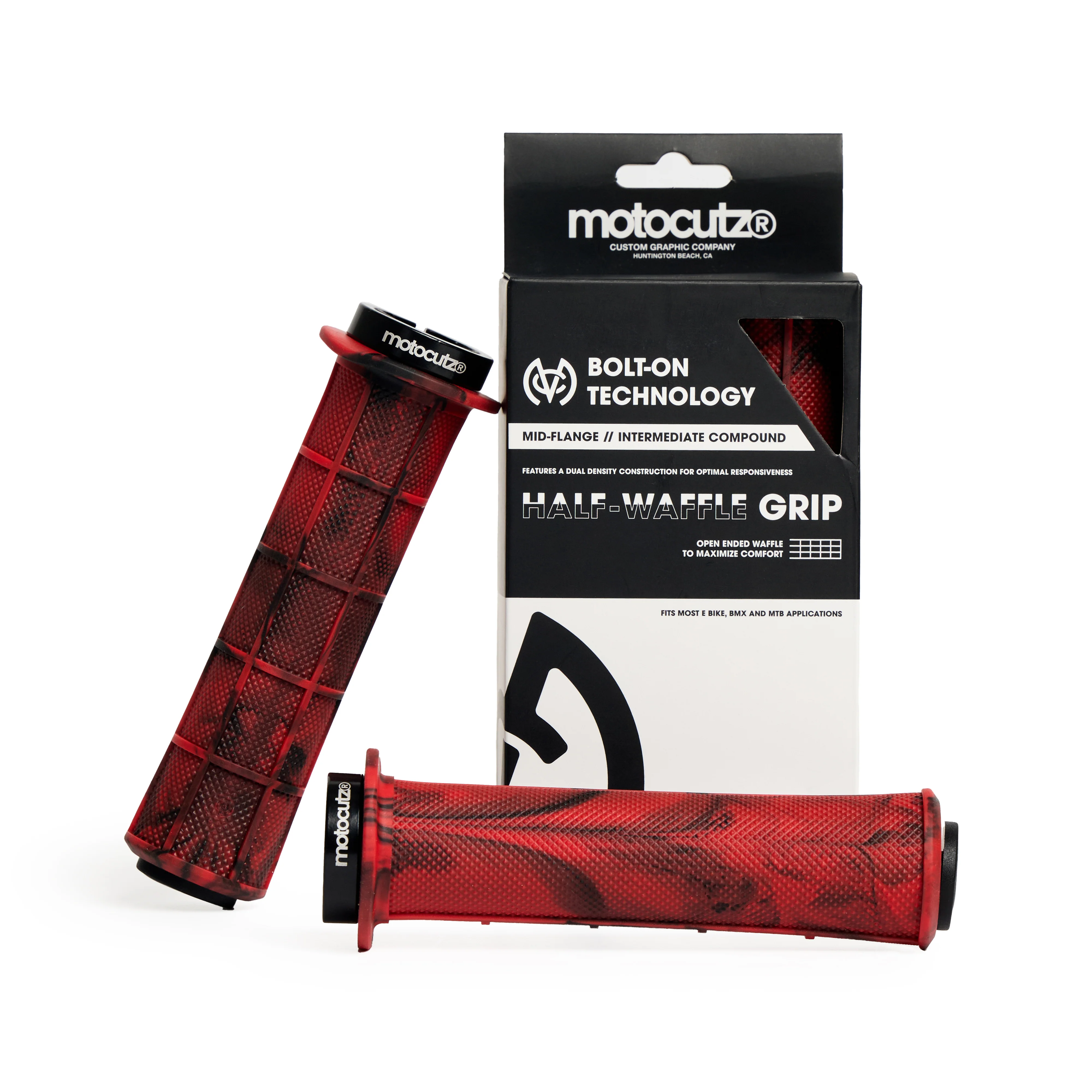 Mid Flange Bolt-On Grips Red Dye - Image 2